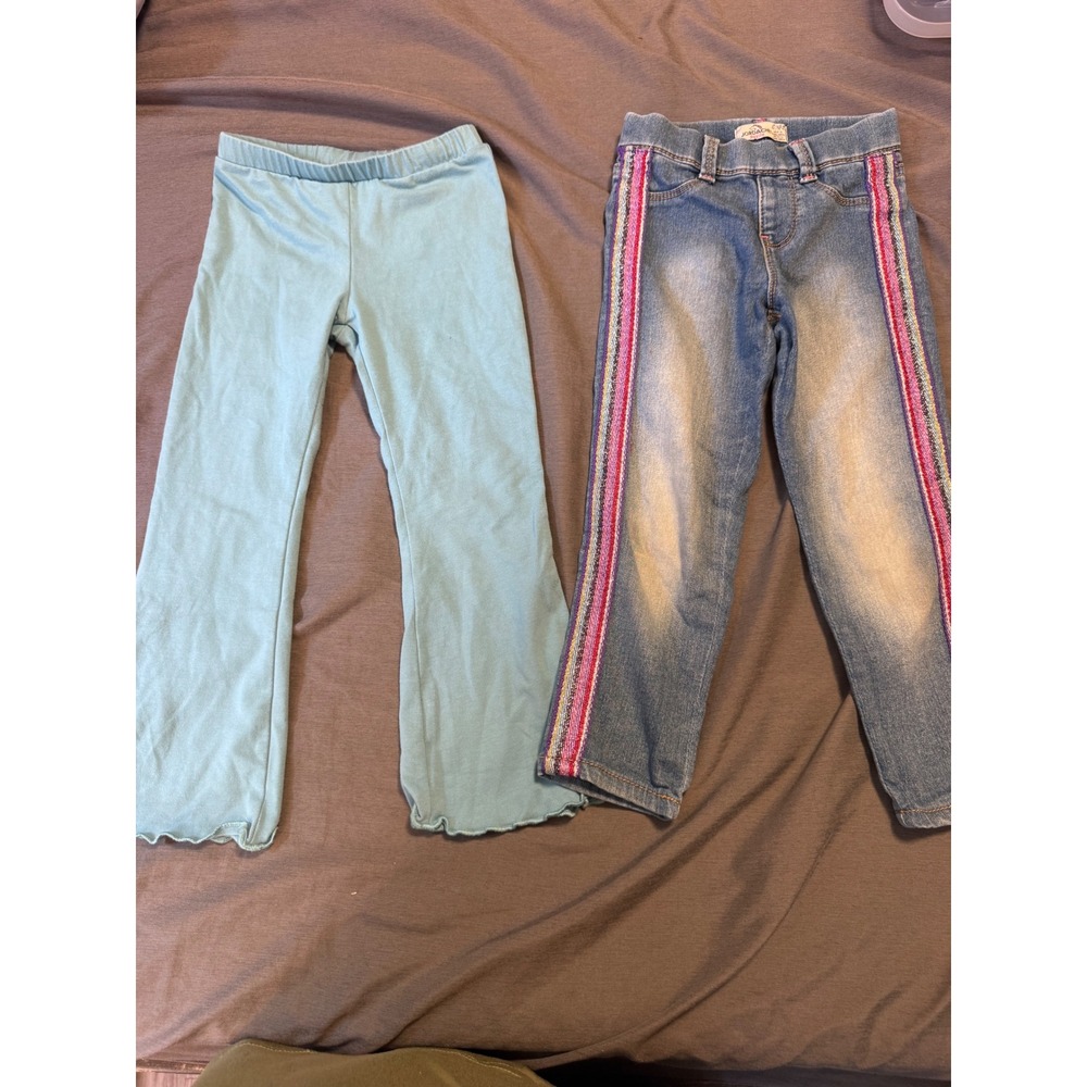 Jordache Glitter Side Stripe Jeggings & 365 Kids Garanimals Flare Leggings  4T